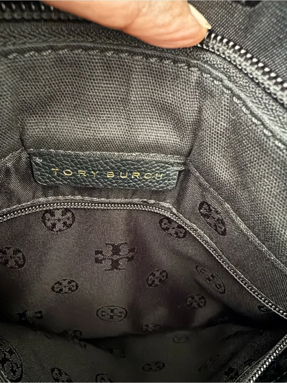 Tory Burch Black Leather Tote with Top Handles